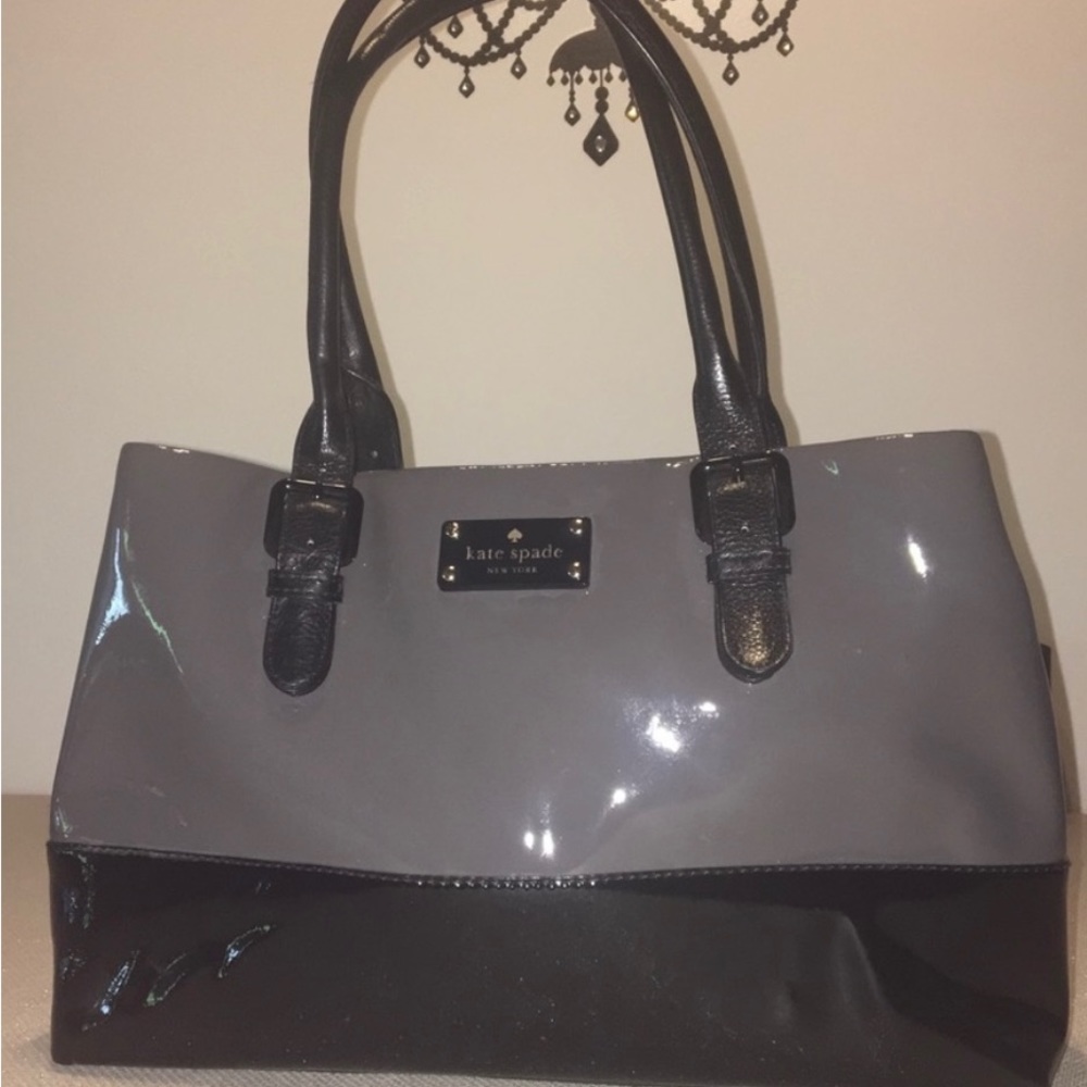 Kate Spade Patent Leather Black and Gray Handbag